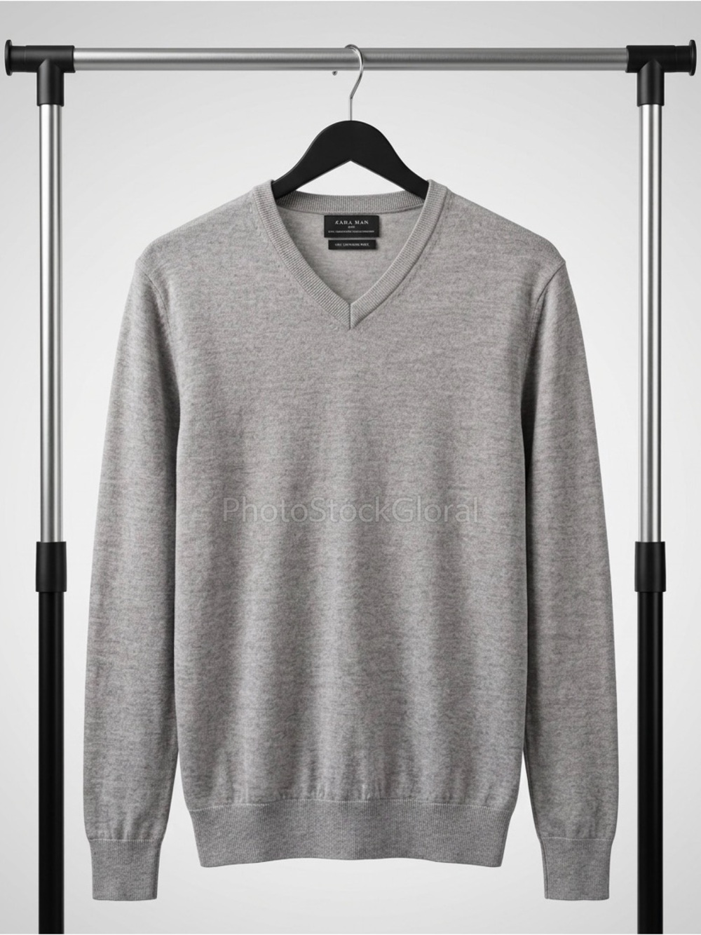 Zara Man Men's Grey V-Neck 100% wool Sweater - size small - wardrobe staple